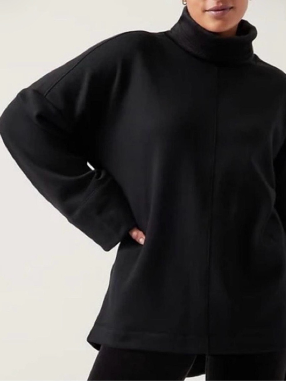 Athleta Cozy Karma Black Funnel Neck Sweatshirt